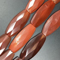 Corniola Naturale in Perline Forma Ovale Piatto Sfaccettato Foro Passante 20X48mm