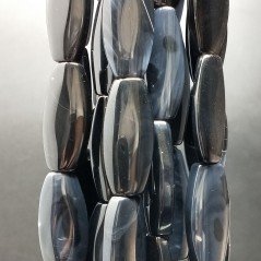 Onice Nera Naturale in Perline Forma Ovale Piatto Liscio Foro Passante 15X32mm