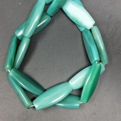 Agata Verde Scuro in Perline Forma Ovale Piatto Liscio Foro Passante 12X30mm