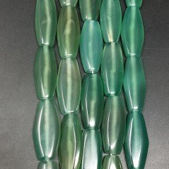 Agata Verde Chiaro in Perline Forma Ovale Piatto Liscio Foro Passante 12X30mm