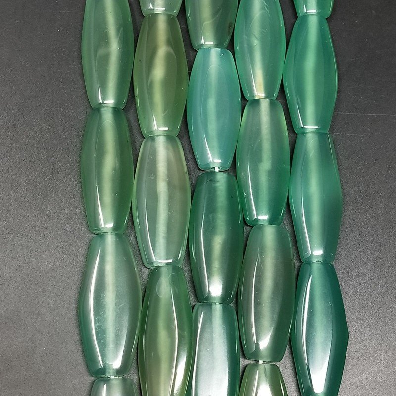 Agata Verde Chiaro in Perline Forma Ovale Piatto Liscio Foro Passante 12X30mm