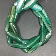 Agata Verde Chiaro in Perline Forma Ovale Piatto Liscio Foro Passante 12X30mm