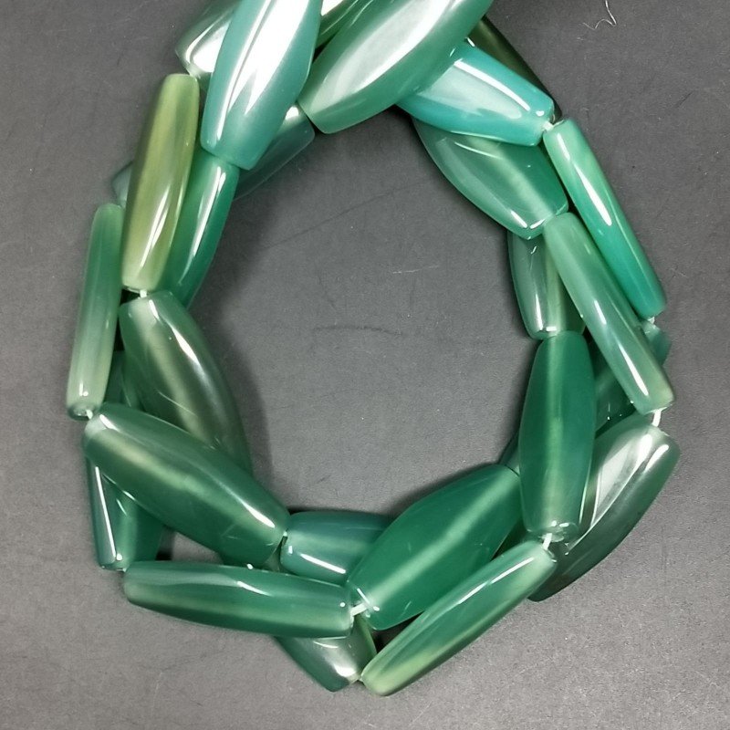 Agata Verde Chiaro in Perline Forma Ovale Piatto Liscio Foro Passante 12X30mm