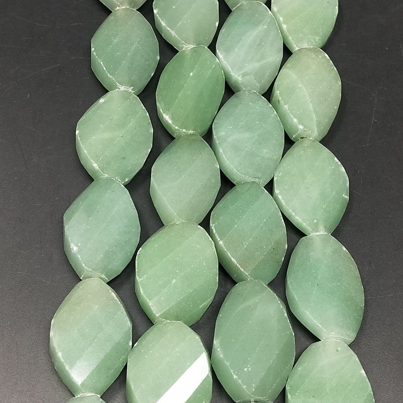Avventurina Verde Naturale in Perline Forma Ovale Elicoidale Sfaccettato Foro Passante 18X24mm