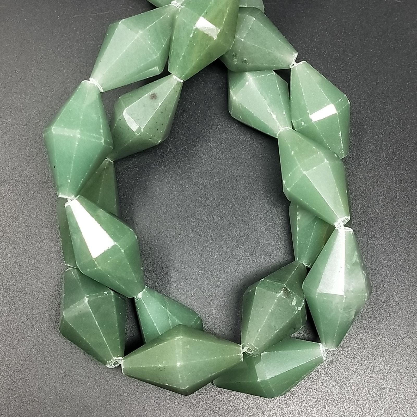 Avventurina Verde Naturale in Perline Forma Rombo Sfaccettato Foro Passante 16X28mm