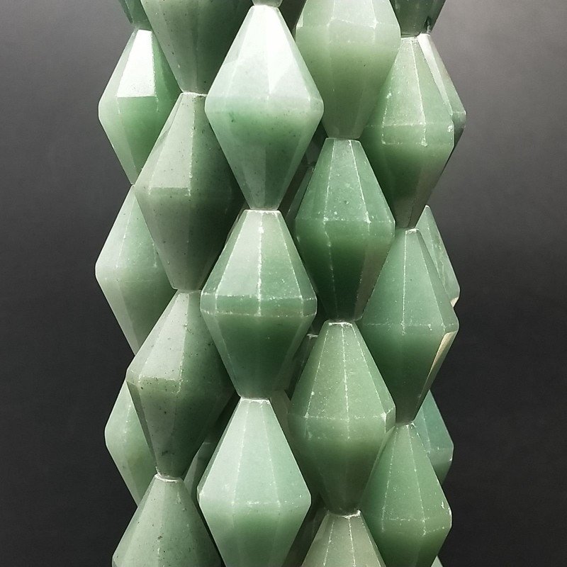Avventurina Verde Naturale in Perline Forma Rombo Sfaccettato Foro Passante 16X28mm
