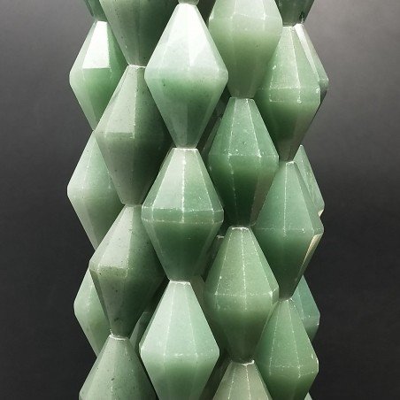 Avventurina Verde Naturale in Perline Forma Rombo Sfaccettato Foro Passante 16X28mm