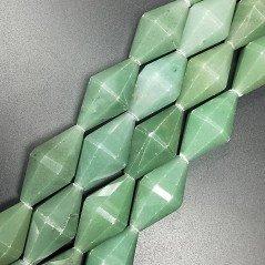 Avventurina Verde Naturale in Perline Forma Rombo Sfaccettato Foro Passante 16X28mm