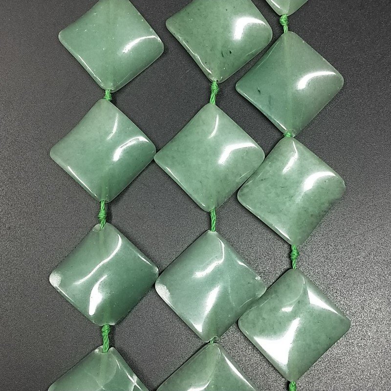 Avventurina Verde Naturale in Perline Forma Rombo Piatto Elicoidale Liscio Foro Diagonale 24mm