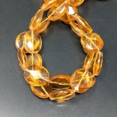 Quarzo Citrino Idrotermale in Perline Forma Ovale Piatto Sfaccettato Foro Passante 18X22mm