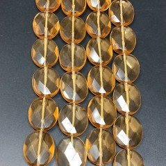 Quarzo Citrino Idrotermale in Perline Forma Ovale Piatto Sfaccettato Foro Passante 18X22mm