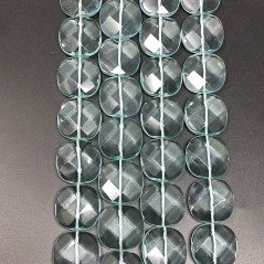 Cristallo Acquamarina Perline Forma Quadrato Piatto Sfaccettato Foro Passante 22mm