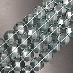 Cristallo Acquamarina Perline Forma Quadrato Piatto Sfaccettato Foro Passante 22mm