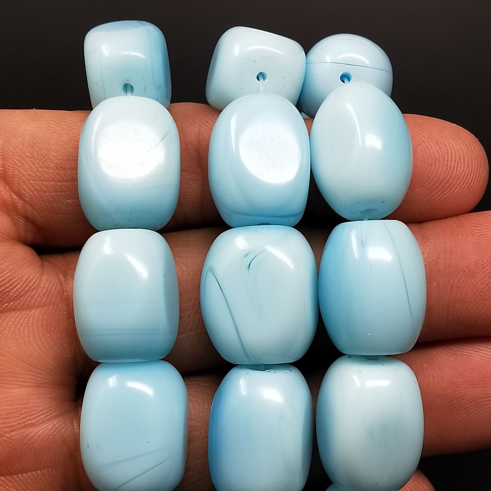 Agata Celeste Perline Forma Sassi Burattati Liscio 14X19MM