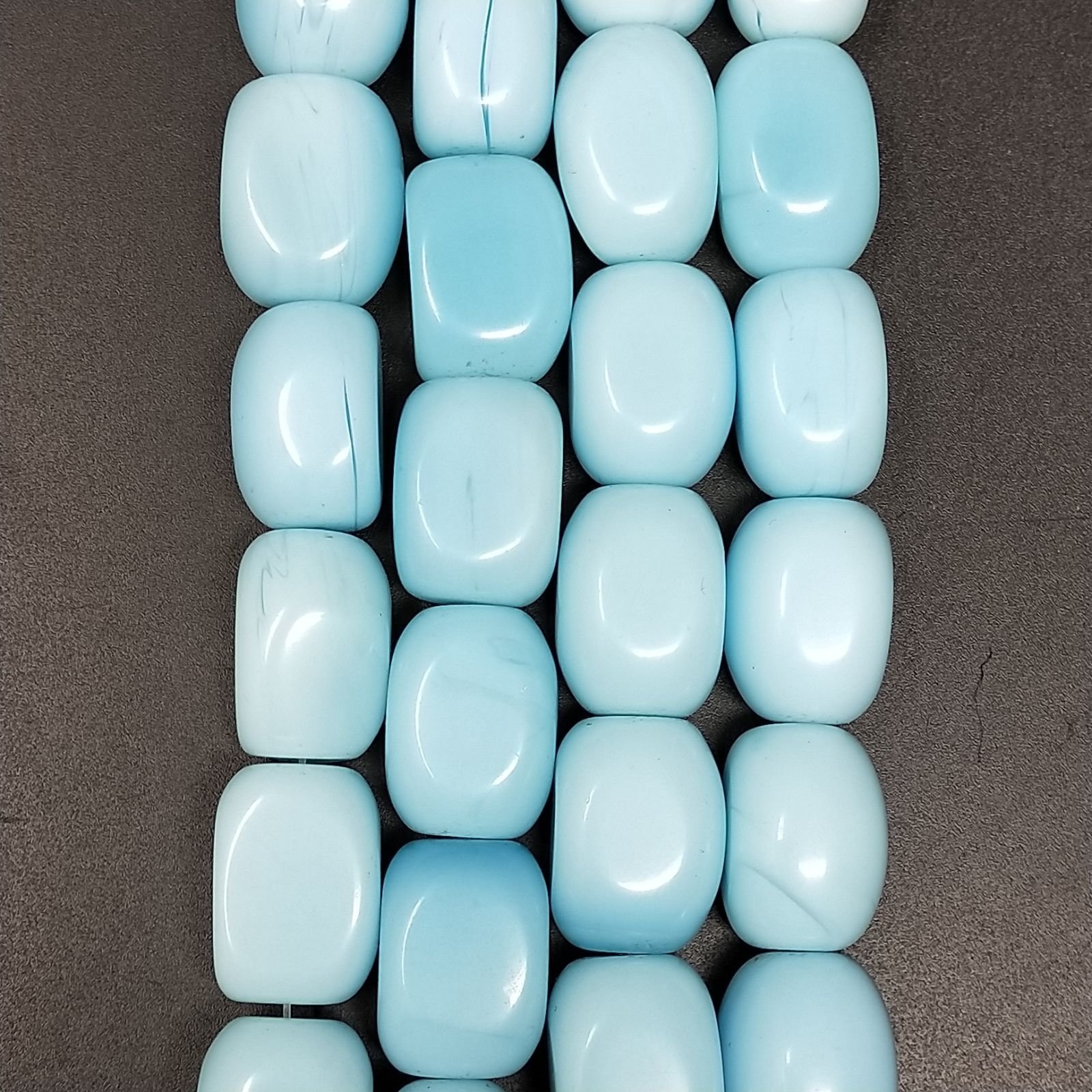 Agata Celeste Perline Forma Sassi Burattati Liscio 14X19MM