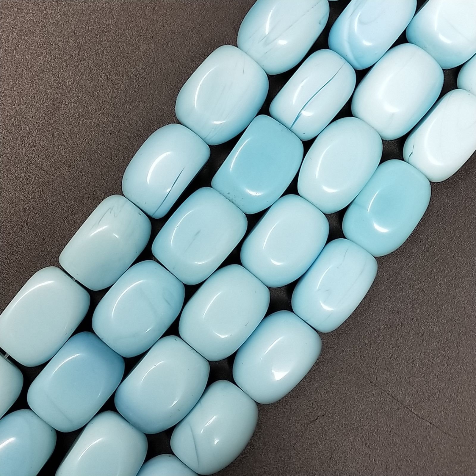 Agata Celeste Perline Forma Sassi Burattati Liscio 14X19MM