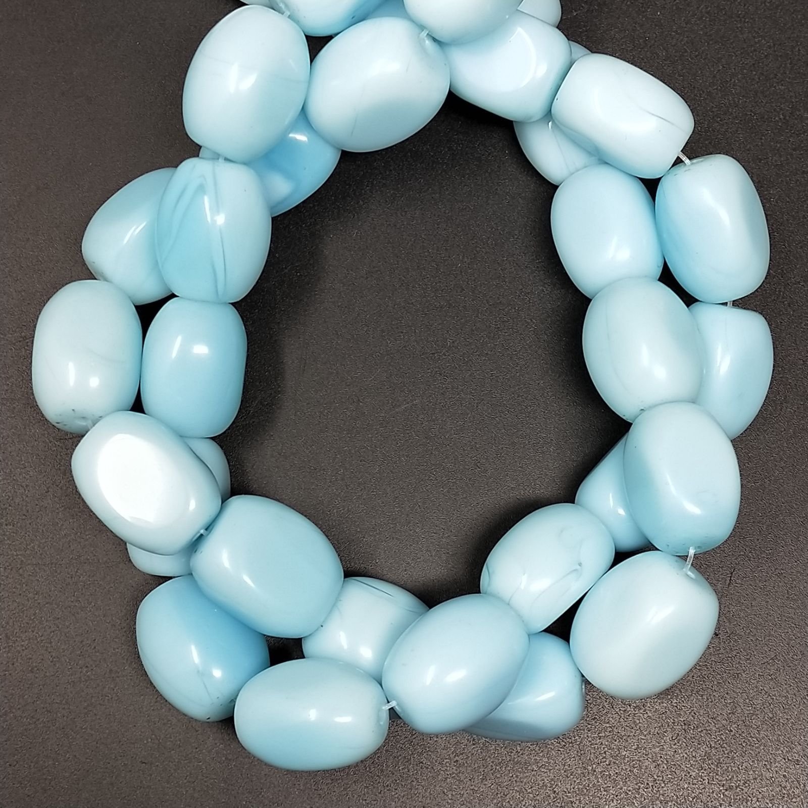 Agata Celeste Perline Forma Sassi Burattati Liscio 14X19MM