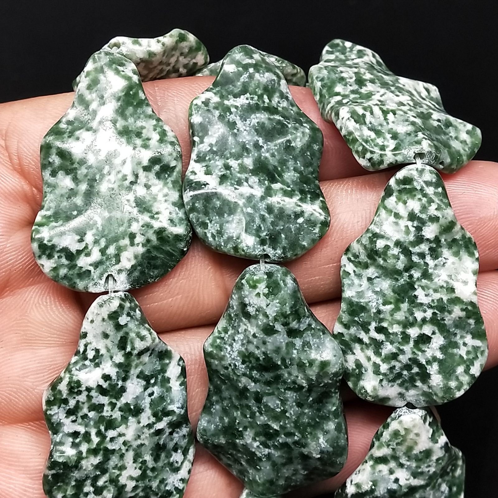 Agata Muschiata Perline Forma Foglia Liscio 20X36mm
