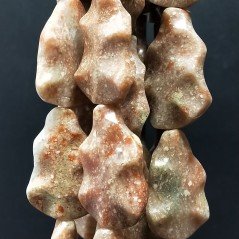 Unakite Naturale Perline Forma Foglia Inciso Liscio Piatto Foro Passante 22X36mm