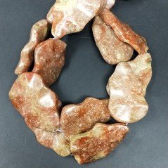 Unakite Naturale Perline Forma Foglia Inciso Liscio Piatto Foro Passante 22X36mm