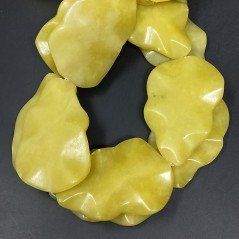 Giada Limone Naturale Perline Forma Foglia Inciso Liscio Piatto Foro Passante 37X55mm
