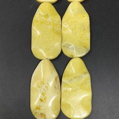 Giada Limone Naturale Perline Forma Foglia Inciso Liscio Piatto Foro Passante 26X50mm