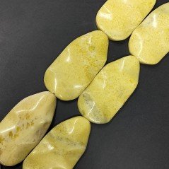Giada Limone Naturale Perline Forma Foglia Inciso Liscio Piatto Foro Passante 26X50mm