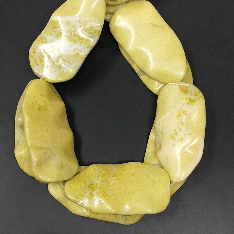 Giada Limone Naturale Perline Forma Foglia Inciso Liscio Piatto Foro Passante 26X50mm