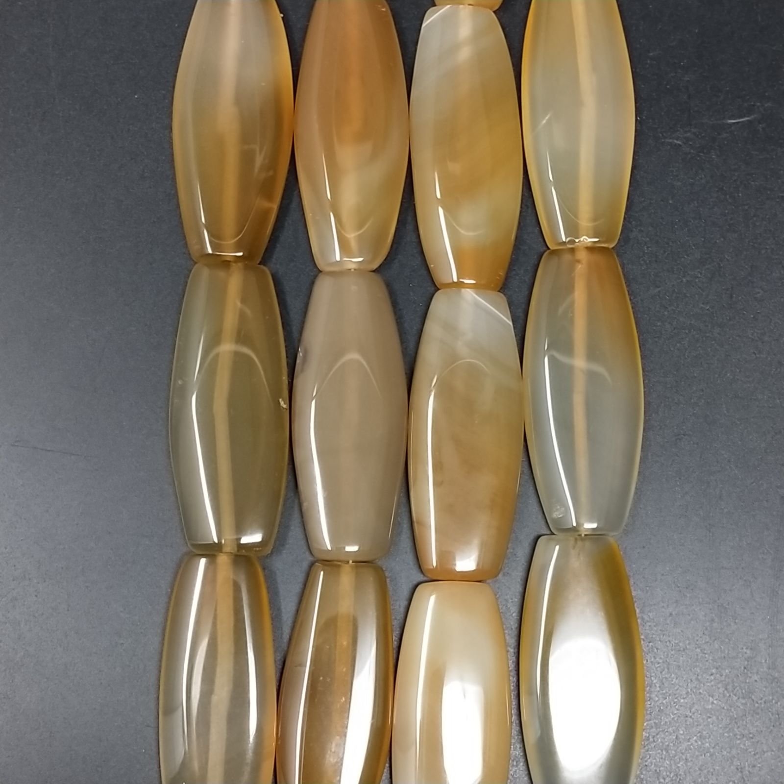 Agata Gialla in Perline Forma Ovale Piatto Liscio Foro Passante 20X50mm