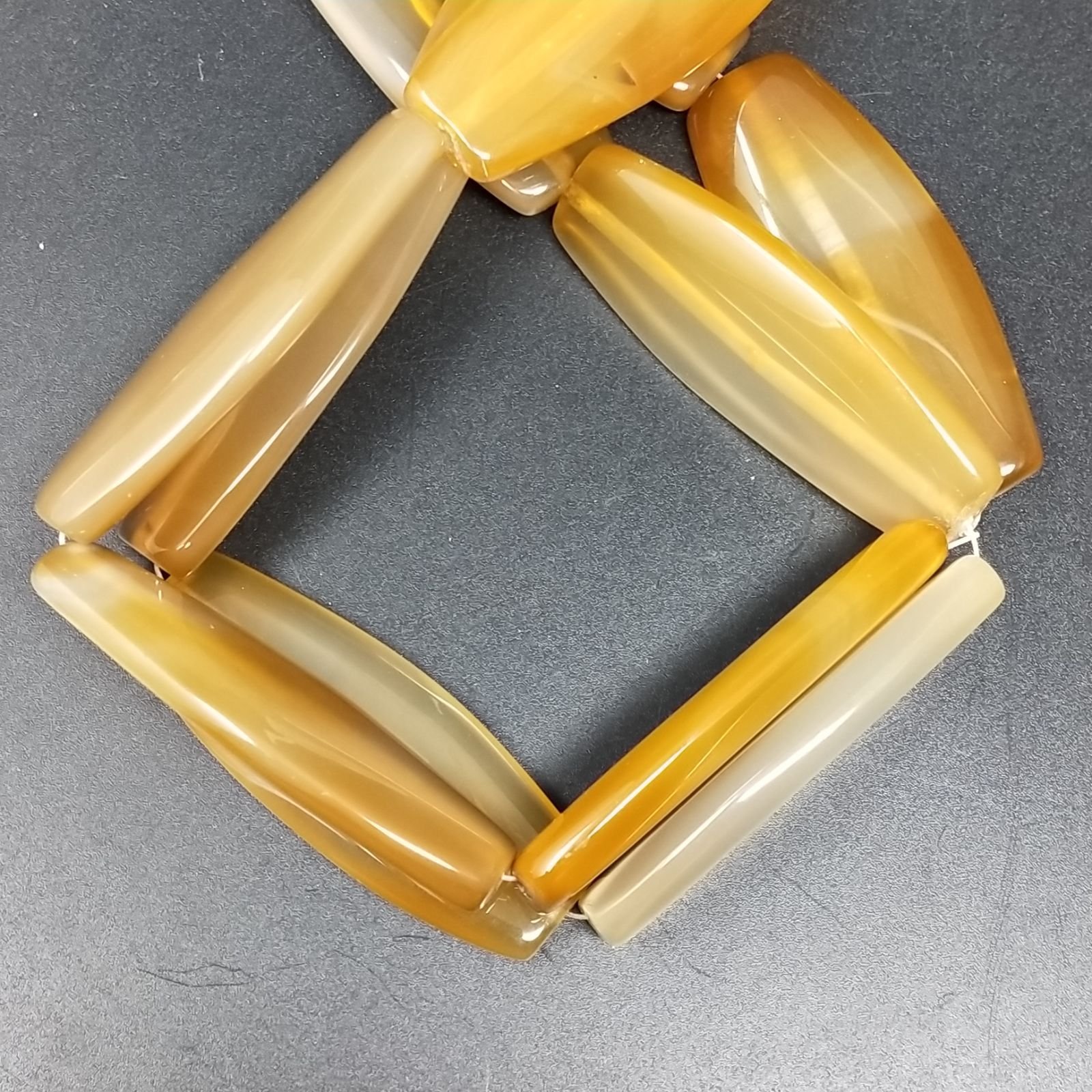 Agata Gialla in Perline Forma Ovale Piatto Liscio Foro Passante 20X50mm