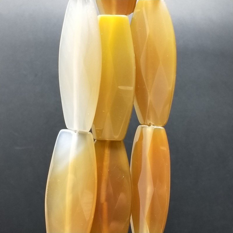 Agata Marrone Chiaro in Perline Forma Ovale Piatto Sfaccettato Foro Passante 20X49mm