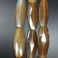 Agata Marrone Chiaro in Perline Forma Ovale Piatto Sfaccettato Foro Passante 20X49mm