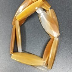 Agata Marrone Chiaro in Perline Forma Ovale Piatto Sfaccettato Foro Passante 20X49mm