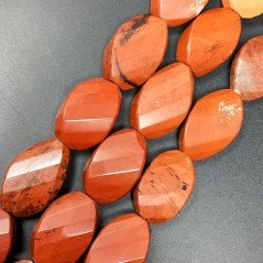 Diaspro Rosso Naturale in Perline Forma Twist Sfaccettato Foro Passante 30X20mm
