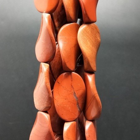 Diaspro Rosso Naturale in Perline Forma Ovale Elicoidale Liscio Foro Passante 20X30 mm