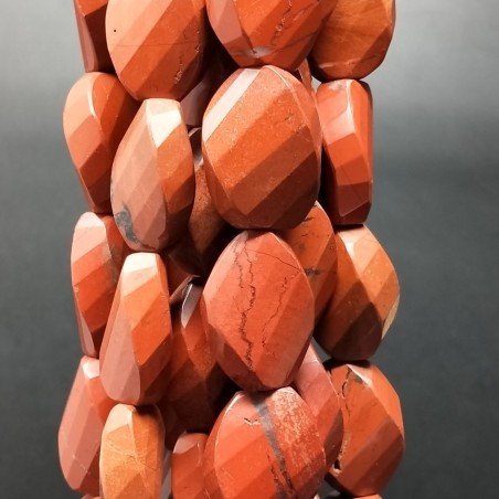 Diaspro Rosso in Perline Forma Ovale Elicoidale Sfaccettato Foro Passante 18X25mm