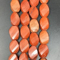 Diaspro Rosso in Perline Forma Ovale Elicoidale Sfaccettato Foro Passante 18X25mm