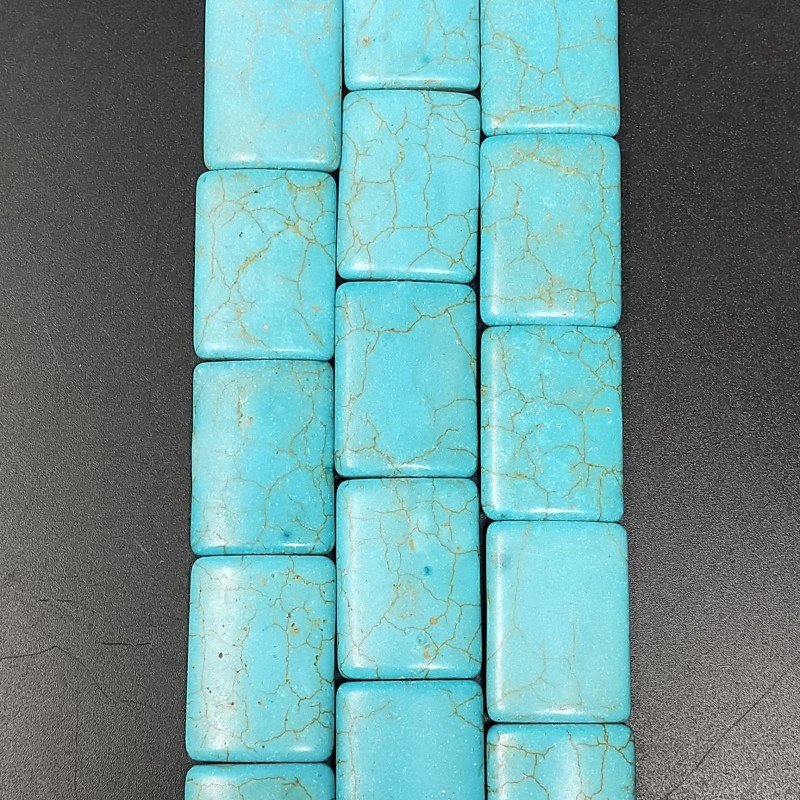 Pasta di Turchese in Perline Forma Rettangolare Piatto Liscio Foro Passante 18X25mm
