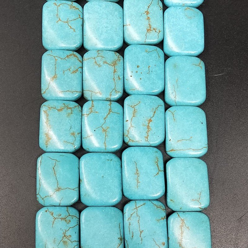 Pasta di Turchese in Perline Forma Rettangolare Piatto Liscio Foro Passante 18X24