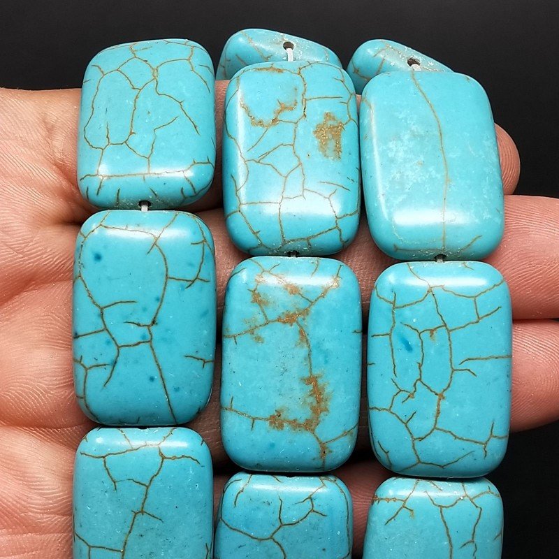 Pasta di Turchese in Perline Forma Rettangolare Piatto Liscio Foro Passante 20X30mm