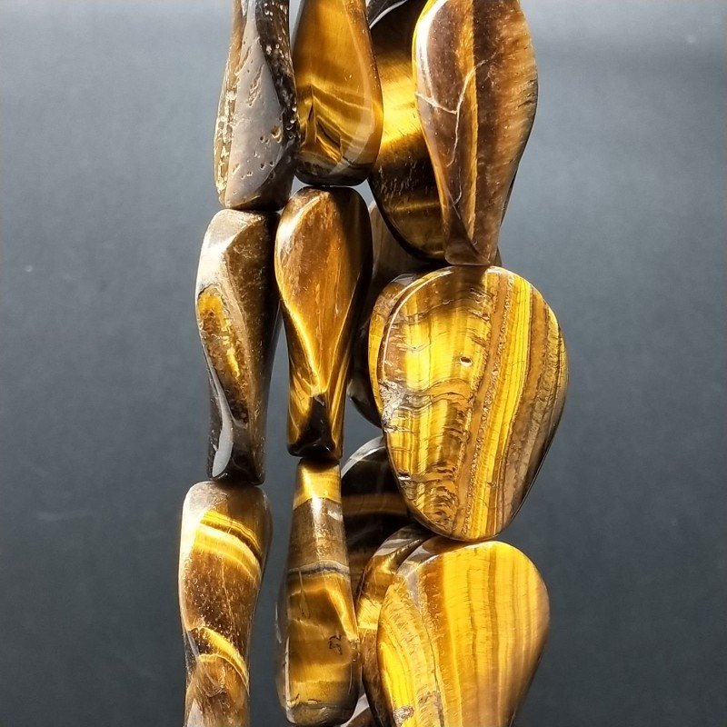 Occhio di Tigre Naturale in Perline Forma Ovale Elicoidale Liscio Foro Passante 25X35mm