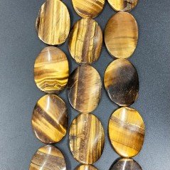 Occhio di Tigre Naturale in Perline Forma Ovale Elicoidale Liscio Foro Passante 25X35mm