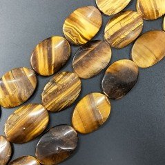 Occhio di Tigre Naturale in Perline Forma Ovale Elicoidale Liscio Foro Passante 25X35mm