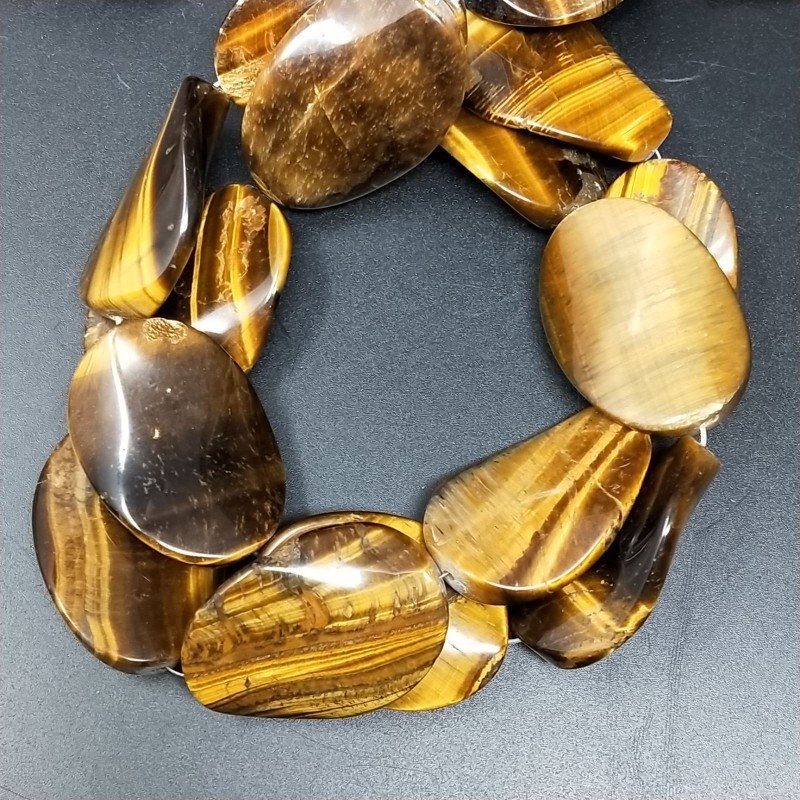 Occhio di Tigre Naturale in Perline Forma Ovale Elicoidale Liscio Foro Passante 25X35mm