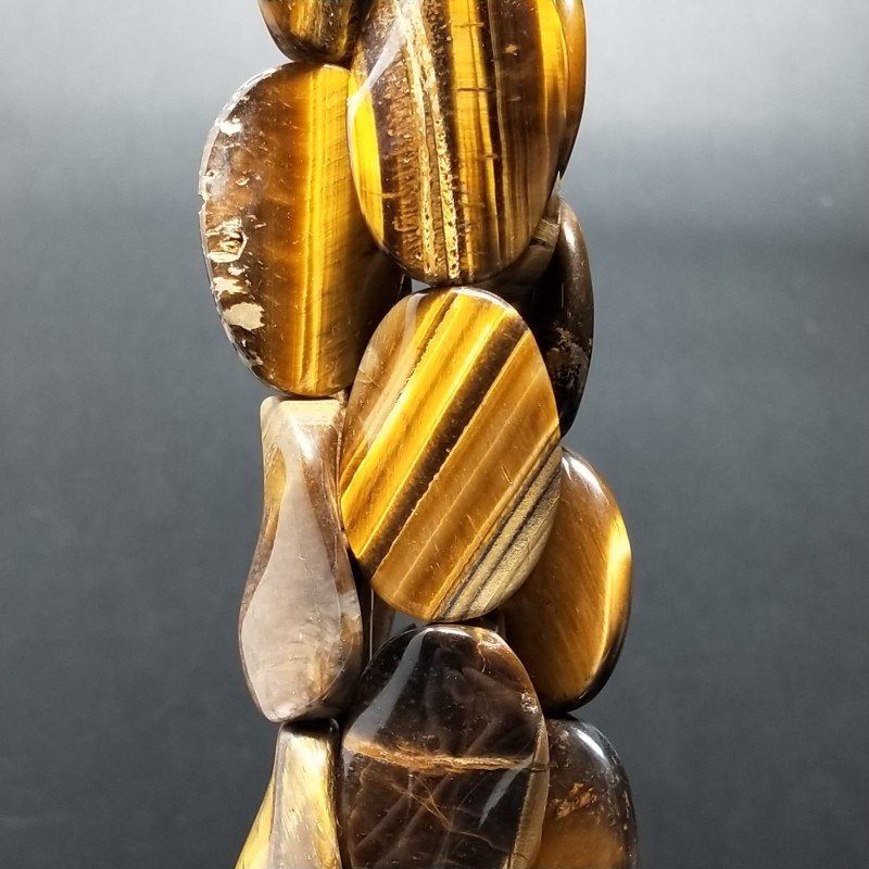 Occhio di Tigre Naturale in Perline Forma Ovale Elicoidale Liscio Foro Passante 20X30mm