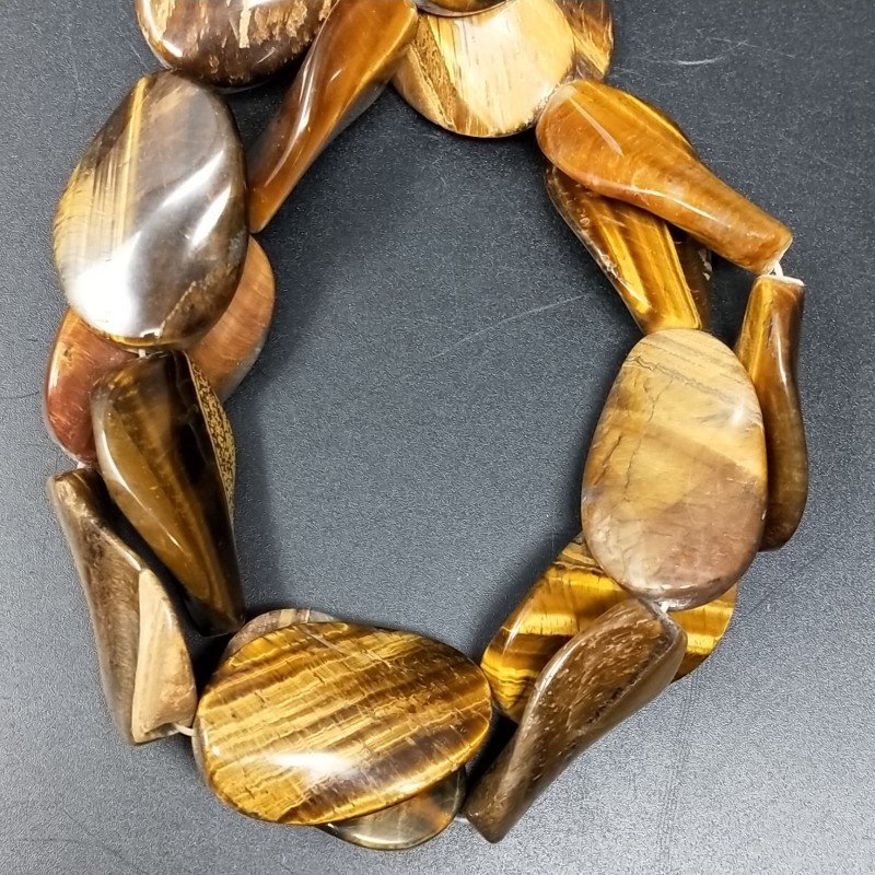 Occhio di Tigre Naturale in Perline Forma Ovale Elicoidale Liscio Foro Passante 20X30mm