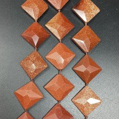 Pasta di Pietra del Sole in Perline Forma Rombo Piatto Sfaccettato Foro Diagonale 26mm