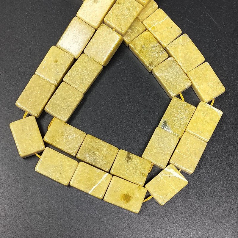Giada Oliva Naturale in Perline Forma Rettangolare Piatto Liscio Foro Passante 13X18mm