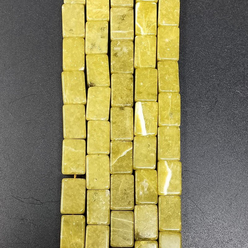 Giada Oliva Naturale in Perline Forma Rettangolare Piatto Liscio Foro Passante 08X12mm