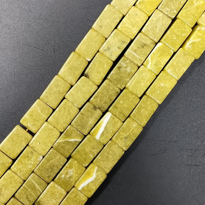 Giada Oliva Naturale in Perline Forma Rettangolare Piatto Liscio Foro Passante 08X12mm